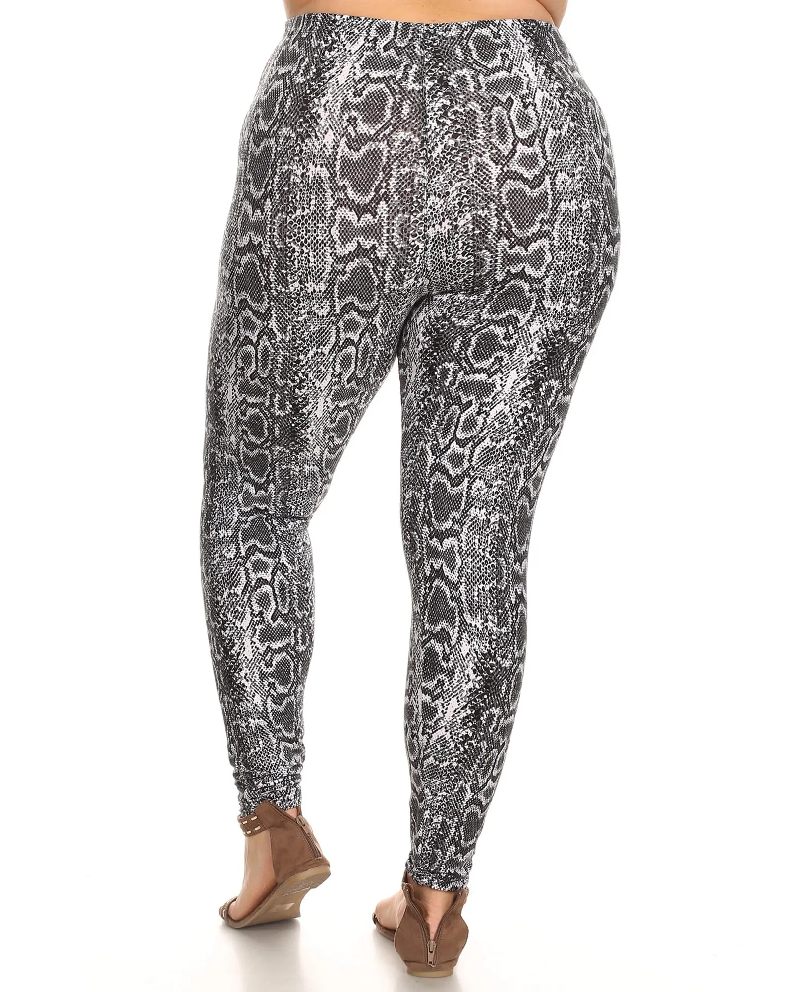 Printed Animal Leggings | Grey Snake
